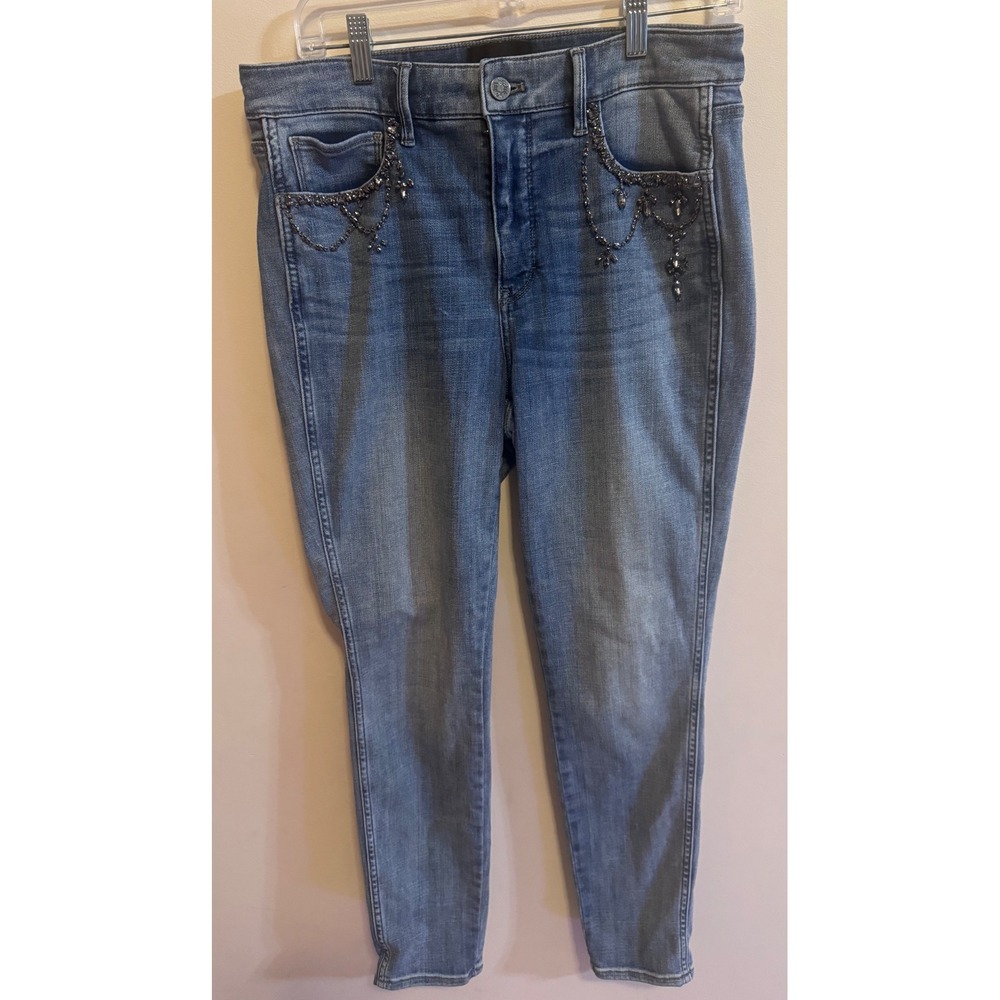 White House Black Market Soft Rhinestone Embellished Skinny Jeans High Rise